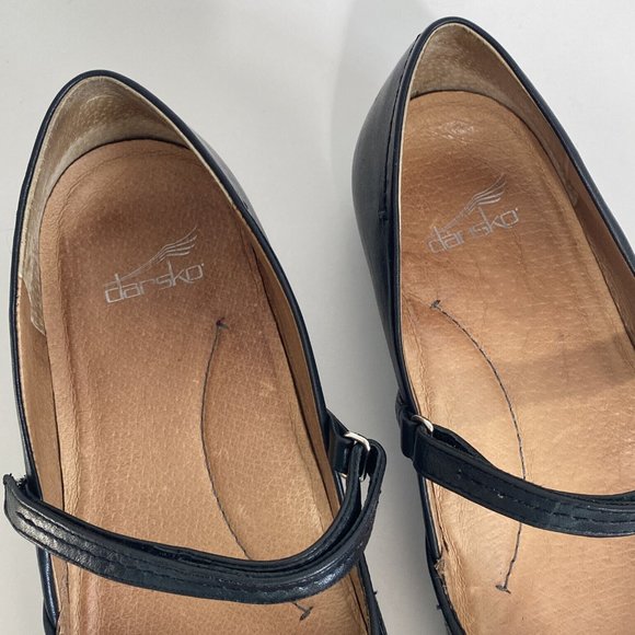 Dansko Nanette Black Leather Croc Print Mary Jane Flats Shoes Women's 39 US 8.5 - Picture 7 of 16